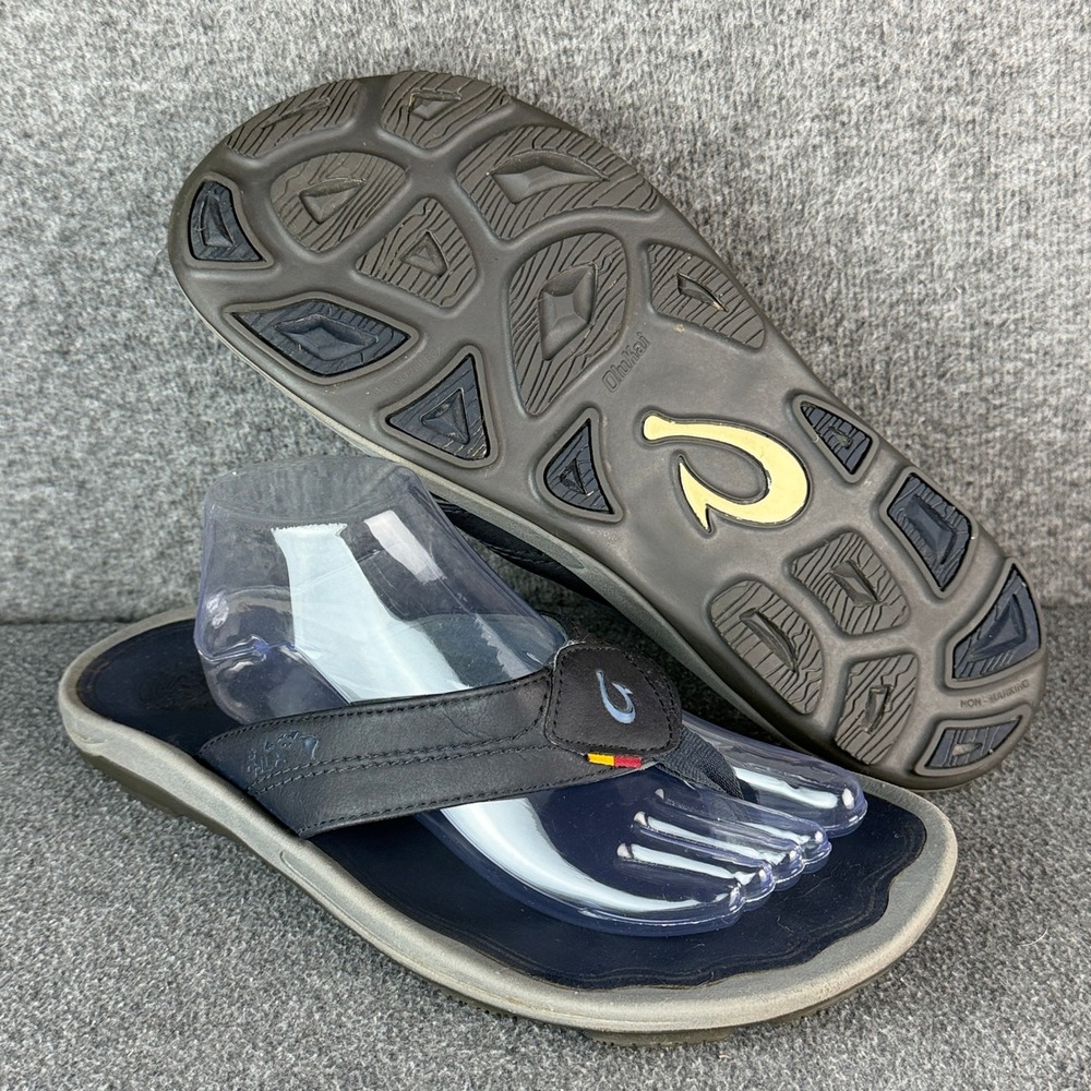 OluKai Kipi Sandals Mens 12 Dark Shadow Grey Blue Flip Flops